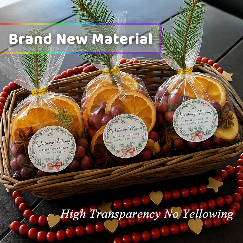 WIKDAY Cellophane Treat Bags with Ties 6x10 Inches 200 PCS