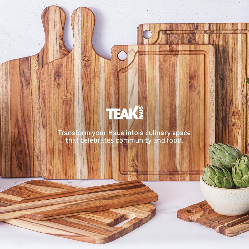 Teakhaus Teak Cutting Board - Rectangle Edge Grain Board With