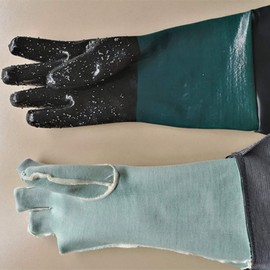 Sand Blasting Cleaning Gloves Rubber 23.6" Heavy Duty Sandblasting Gloves Grit and Beads for Model 60 90 110 260 Sandblasting Box 1 2