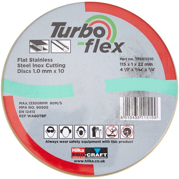 Hilka TFSS11510 115mm Turbo-Flex Stainless Steel Cutting Disc