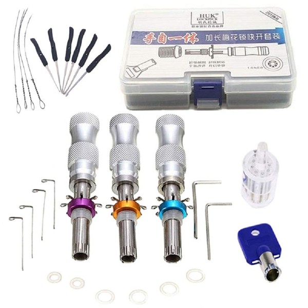 3pcs 7 Pin Stainless Steel Adjustable Tubular Lock Pick Tool