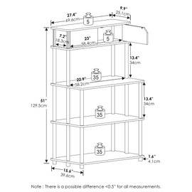Furinno Turn-N-Tube Toolless Multipurpose Printer Stand Display Storage Shelf with Top Cabinet, French Oak Grey/Black