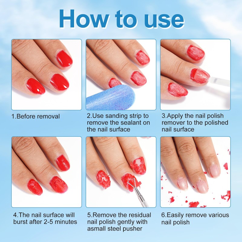 Gel Polish Remover, (3pcs) Gel Nail Polish Remover, No Need