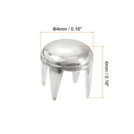 sourcing map Pack of 200 4 mm Silver Round Dome Rivets Metal Claw Beads Nail Head Rivets Spike Rivets Punk Rock DIY for Leather Crafts Clothing Belt Bag Shoe Bracelet Accessories