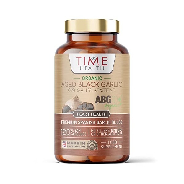 Organic Black Garlic Extract (Fermented) - 120 x 320mg Capsules - Clinically Proven Brand ABG10+ - Patented Formula - Standardised S-Alyll-Cysteine (SAC) - Vegan - UK Made - Zero Additives