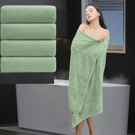 Extra Large Bath Sheet 4 Piece (35"x70")-Ultra Soft Oversized Bath Towel,Bath Sheet Towel Set for Bathroom Hotel,Plush Highly Absorbent Quick Dry Shower Towel Set for Adults,Bathroom Towel Set Green