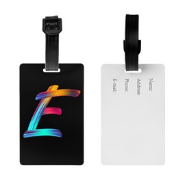 Initial Luggage Tags Suitcase Tags for Backpack, Colorful Letters Design Cruise Bag Tags, Small Novelty Baggage Identifiers ID Name Labels Travel Tag for Women Men Kids, Rainbow Letter E
