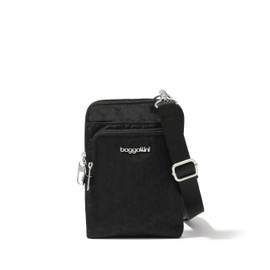 Baggallini Small Securtex Anti-theft Activity Crossbody 7x5 inch - RFID Travel Crossbody Bag for Women with Locking Zipper, Black Cheetah, One Size