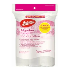 Jaloma Tri-pack De Algodón Facial, 100% Algodón, 3 Packs