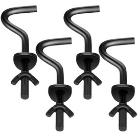 Gisafai 4 Packs Hammock Hooks Zinc Heavy Duty Replacement Hooks 3/8 Inch Portable Hammock Hooks Fit Column Diameters of 1-1/4 to 2 Inches on Hammock Stand Hammock Accessories (Black)