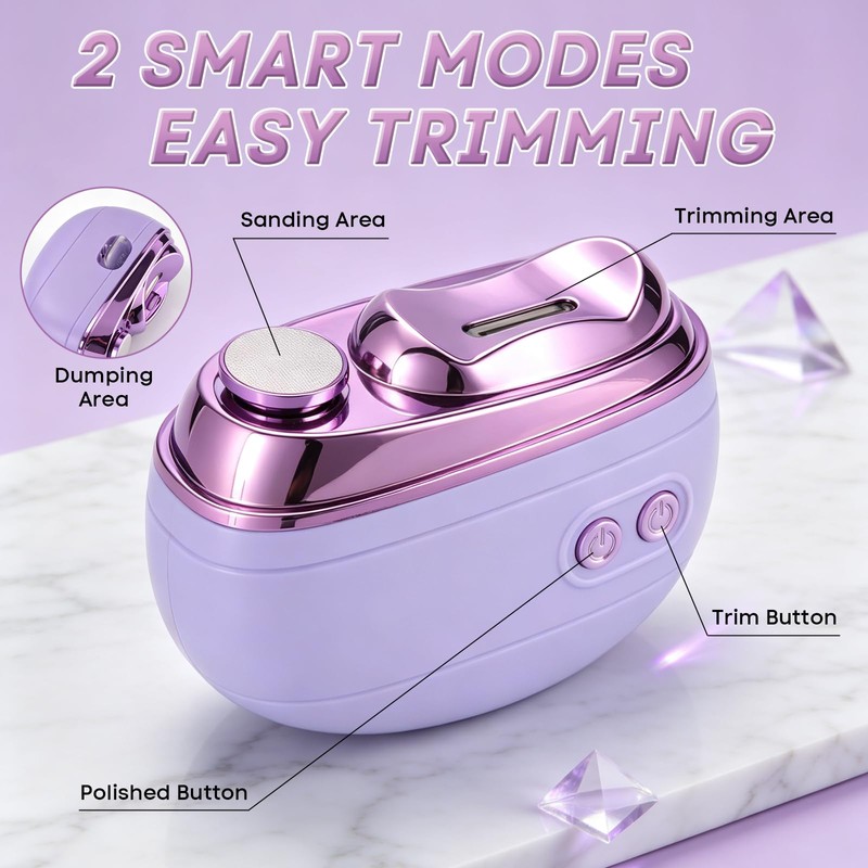 2-in-1 Smart Electric Nail Clipper & Polisher (Purple)