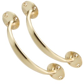 SUL Victorian Bow Shaped Cupboard Cabinet Door Handle with Screw for Furniture Drawer Pulls Cupboards, 150mm (6 Inch), Polished Brass Brass Bow Handle 2pk