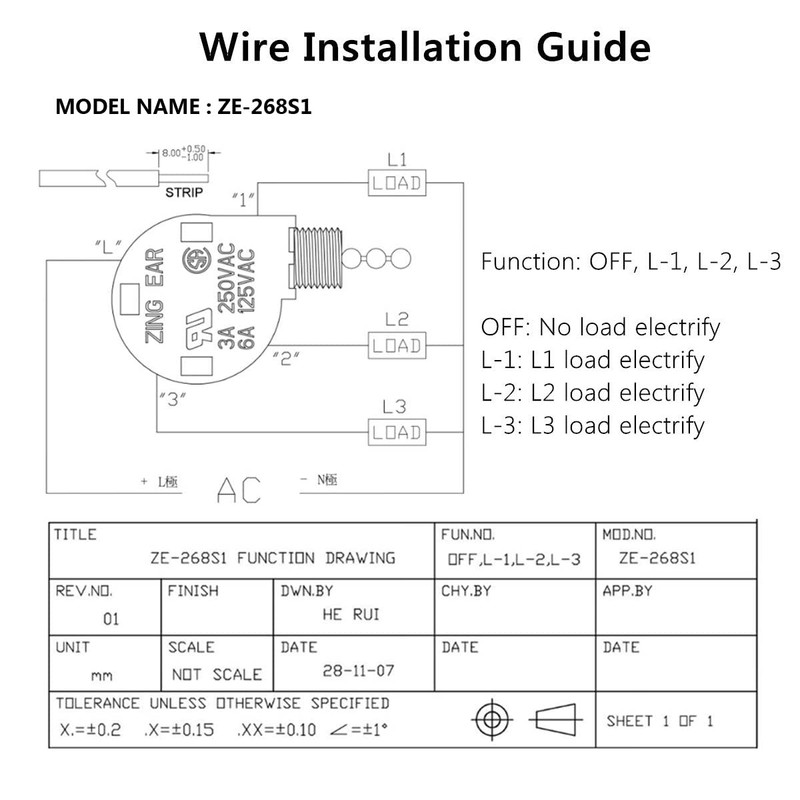 ZE-268S1 Ceiling Fan Switch, 3 Speed 4 wire Pull Chain