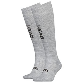 HEAD Unisex Graphic Ski Knee-High Socks Pack of 2, Grey/Green, 35