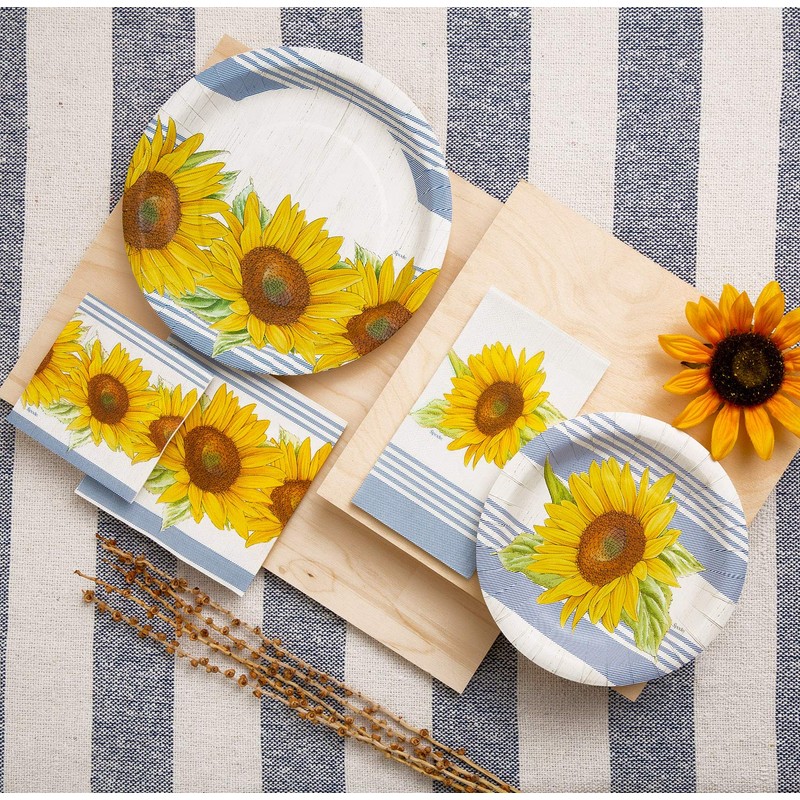 Portmerion Botanic Garden Sunflower Small Disposable Paper Plates, 8'' D,