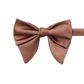 Oversized Bow Ties for Men, Pre Tied Adjustable Satin Silk Bow Tie Solid Color Formal Tuxedo Double Layer Big Bowtie (Coffee, 13 * 10cm)
