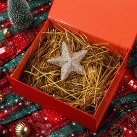 BoxSkivra 4 OZ Gold Crinkle Paper Shredded Paper for Gift baskets Filler Paper Shred for Gift Wrapping Crinkle Cut Paper Shred Filler for Easter Basket Grass, Christmas, Birthday, Mother's Day