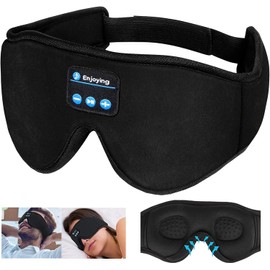 Antifaz para dormir, Auriculares de Diadema con Bluetooth para Dormir, Auriculares para Dormir, Aliviar la Tensión Ocular, Meditación, Ajustable, Lavable, Oficina, para Hombres y Mujeres(Negro)
