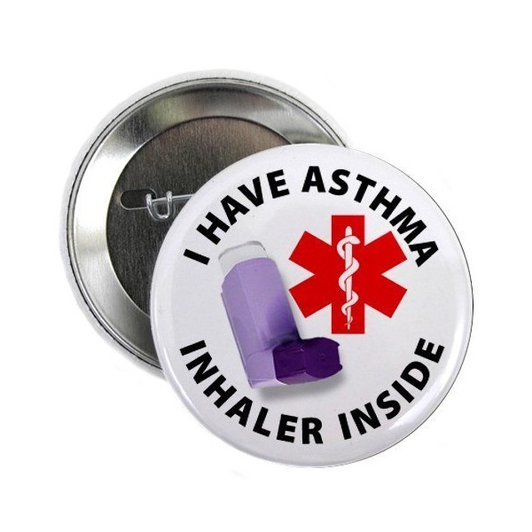 ASTHMA INHALER INSIDE Medical Alert 2.25 Pinback Button Badge