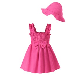 Baby Girl Dresses 6-12 Months Summer Girl Clothes Rose Red Sundress Toddler Dress Casual Infant Ruffle Sleeveless Flower Princess Birthday Party Dress Baby Cute Boho Beach Outfit Gifts