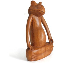 Brave Wings Hand Carved Wooden Decoration ~ Frog 22cm High ~ Ornament Sculpture Figurine Statue Unique Table Decoration Home Decor ~ 5066