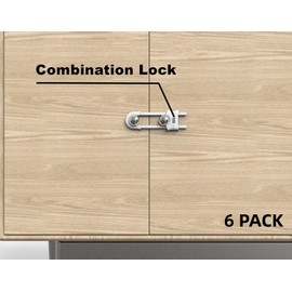 FIGEPO 6 Pack Child Proof U-Shaped Code Sliding Cabinet Door Locks Adjustable Baby Safety Plastic Cupboard Cabinet Latches Set for Knob Handle Drawers Closet White