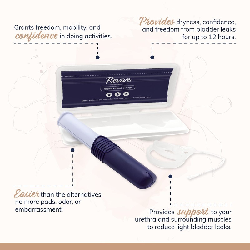 Revive 30-Day Bladder Support for Women. Comfortable. Easy-to-Use. Discreet. Reusable.