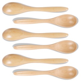 Gjinxi 6Pcs Small Wooden Spoons, 5.5 Inches Wood Honey Spoons, Little Wooden Serving Table Spoons Utensils Set, Wooden Teaspoon for Cooking Soup Tea Coffee Eating Stirring(Light Brown)