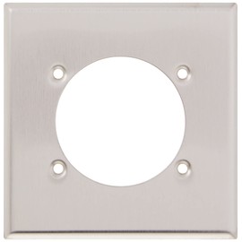 Leviton 2-Gang Power Receptacle Wallplate, Flush Mount, Standard Size, Device Mount, 302 Stainless Steel, S701-40