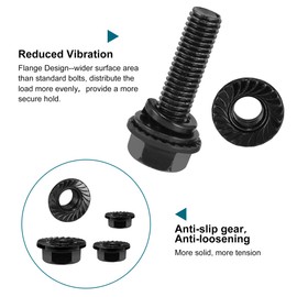 SATANTECH 272Pcs Flange Hex Bolts and Nuts Kit,M6 Bolt,M8 x1.25 Bolts,M10-1.5, Metric Bolt Assortment,Alloy Steel Class 10.9 Black Zinc Plated,Full Coarse Thread (12mm to 30mm)