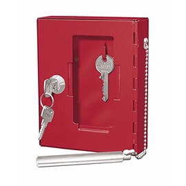 Wedo 10250102X Notschlüsselkasten (mit Klöppel Pulverbeschichtetes Stahlblech, 1 Haken) rot, 150 x 120 x 40 mm