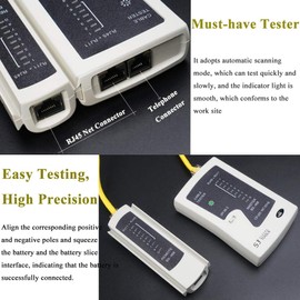 LEATBUY RJ45 Crimp Tool Kit CAT6 CAT5 Crimping Tool Set, 50PC Pass Through Connector, 50PC Cover, Network Cable Tester, Wire Punch Down Cutter Plier Stripper Ethernet Cutter(White)