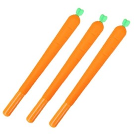 3 Pc Carrot Gel Pens, Orange School Company Writing Gel Pen, Creative Classic Cute Gel Pen to Write Smoothly Funny Carrot 0.5mm Black Gel Ink Writing Pen Office School Supply Creative Gift