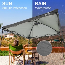 KAMPKEEPER Replacement Top Pop Up Canopy Tent Cover Roof with Air Vent and Adjustable Elastic Strap, Polyester UV Waterproof for Outdoor Garden Patio Sun Shade(Top Only) (Black, 10x10FT)