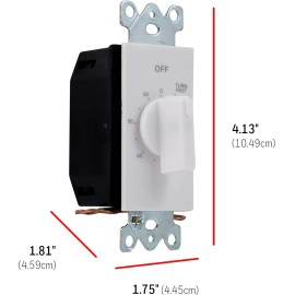 Honeywell In Wall Spring Wound Timer 60 Minute Countdown For Lights Fans Heaters
