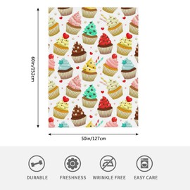 HGOD DESIGNS Yummy Colored Cupcakes Blanket Cute Cupcake Pattern Throw Blanket Sweet Dessert Flannel Soft Warm Cozy Fuzzy 130x150cm Throw Blanket for for Women, Men