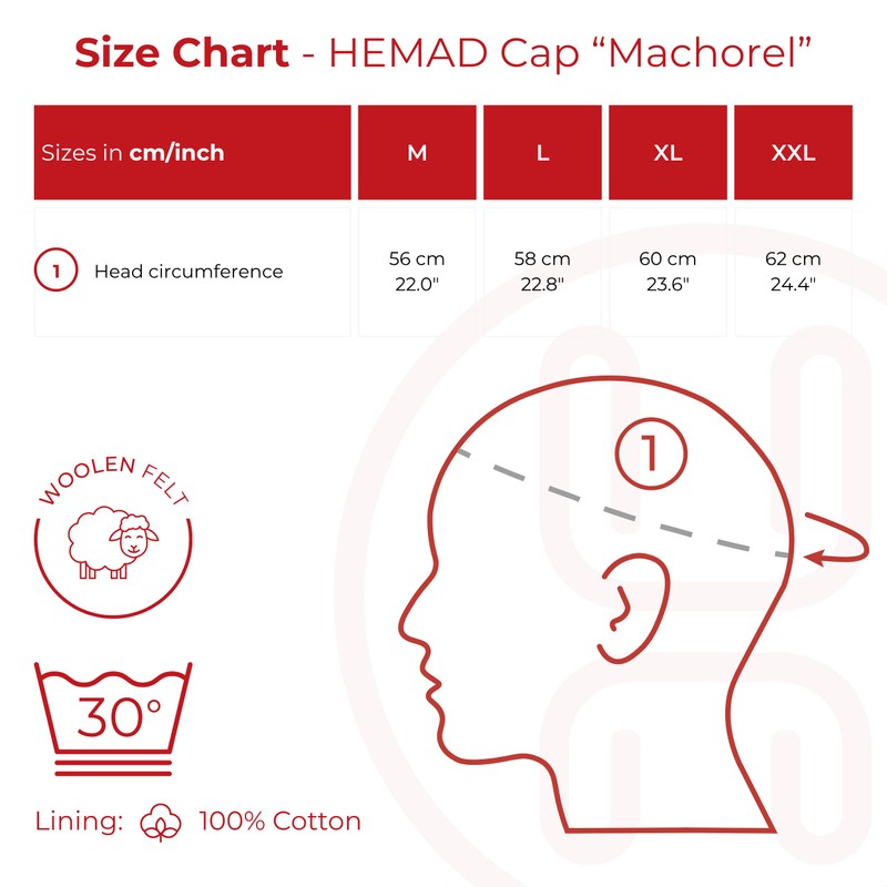 HEMAD Medieval Cap Wool Felt Lined, Green, XXL