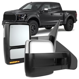 OCPTY Towing Mirrors Power Heated Left Driver Right Passenger Side Tow Mirrors Fit For 2004-2015For Ford For F-150 Pickup Truck With Turn Signal Light With Chrome Housing