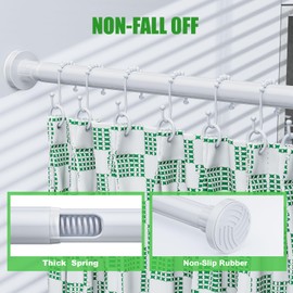 Ausemku Shower Curtain Rod 32-80 Inch Adjustable - 1 Inch Diameter Heavy Duty No drill Spring Tension Shower Rod, Non-Slip Rustproof Telescopic Rod for Bathroom, White