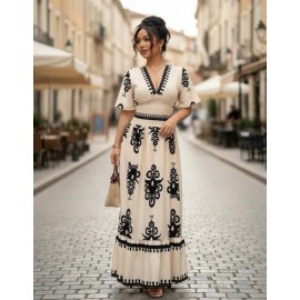 Vestido Casual De Mujer Con Estampado Floral Y Cuello En V
