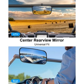 UTV Rearview Mirror for 7/8" to 1" Round Roll Bars Compatible with Polaris RZR Honda Pioneer SXS Kawasaki Mule Yamaha YXZ, Adjustable Center Mirror