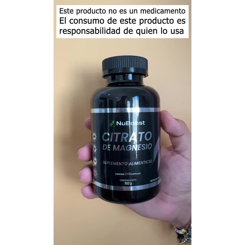 Citrato De Magnesio 400mg 240 Cápsulas Natural- Nuboost