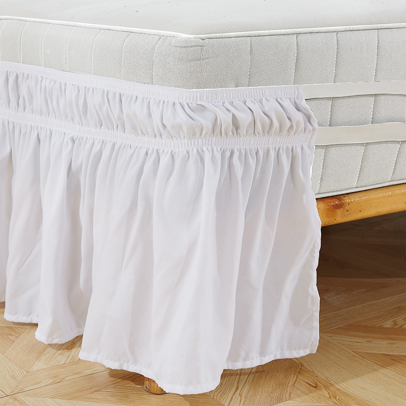 Elastic Polyester Bed Skirt Ruffle Easy Fit Spread Cover Valance