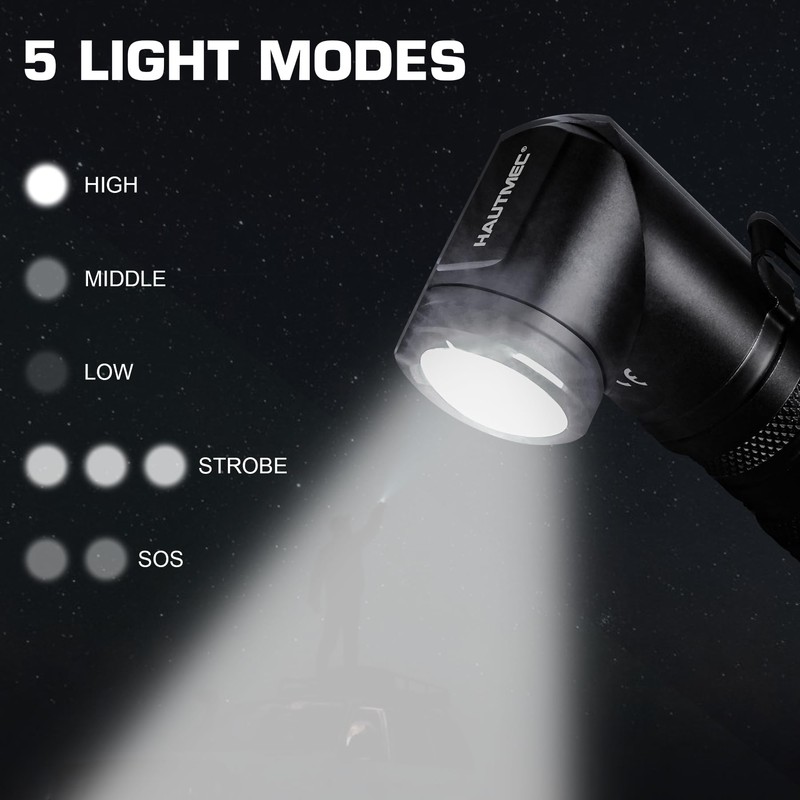 HAUTMEC 1400 Lumen Rechargeable Flashlights LED EDC Flashlight with 90