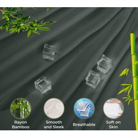 Royale Linen Bamboo Viscose Fitted Sheet King Only - Cooling King Size Fitted Sheets - Deep Pocket Up to 16" - Organic Viscose Derived from Bamboo - Breathable & Silky Bottom Sheet (78x80 Inch, Grey)