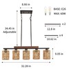 Feohak Boho Dining Room Light Fixture, 5-Light Rattan Chandelier, Farmhouse