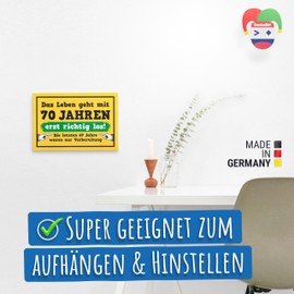 DankeDir! Leben mit 70 Jahren - Schild 30 x 20 cm - Geburtstagskarte Geburtstagsdeko Geschenkidee Partydeko - Geschenk 70er Freund 70. Geburtstag Männer Geburtstagsgeschenk