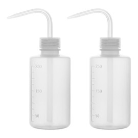 XCD Plastic Wash Bottle with Measurement, 2-Pack Chemical Wash Bottle LDPE Plastic Safety Lab Squeeze Wash Bottle with Narrow Mouth, 250 ml (8 oz)