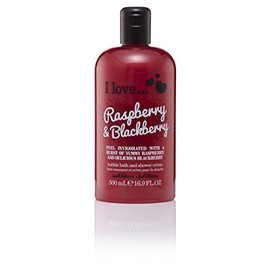 I LOVE Raspberry and Blackberry Bath and Shower Cream - Hydrating Body Wash and Bubble Bath - With Natural Fruit Extracts and Provitamin B5-500 ml