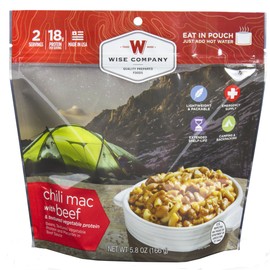 ReadyWise 2-Serving Emergency Food Supply, Chili Mac, Macaroni Noodles Pasta Dinner, Dehydrated Food Rations, Camping Food, Single Pouch